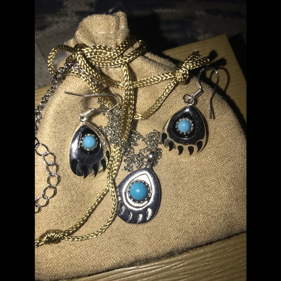 💐Sold- Turquoise 925 Stirling Silver Plated Set - Picture 5 of 8